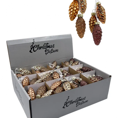 Набор стеклянных украшений Гроздь Шишек, 3 шт., 6 см., бронза, Christmas DeLuxe (89881) в Санкт-Петербурге