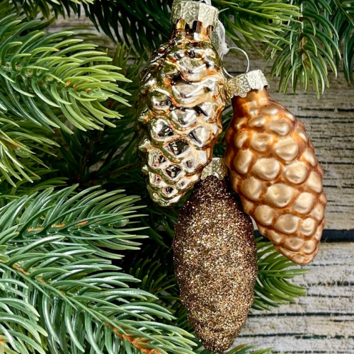 Набор стеклянных украшений Гроздь Шишек, 3 шт., 6 см., бронза, Christmas DeLuxe (89881) в Санкт-Петербурге