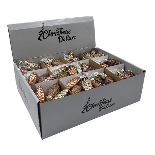 Набор стеклянных украшений Гроздь Шишек, 3 шт., 6 см., бронза, Christmas DeLuxe (89881) в Санкт-Петербурге