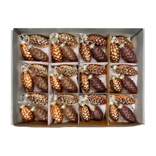 Набор стеклянных украшений Гроздь Шишек, 3 шт., 6 см., бронза, Christmas DeLuxe (89881) в Санкт-Петербурге