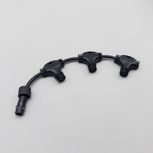  Разветвитель 3-х лучевой для бахромы, занавесов и нитей, 220В., без возможности управления, провод черный каучук, IP65, LTC (LLR3-1) 