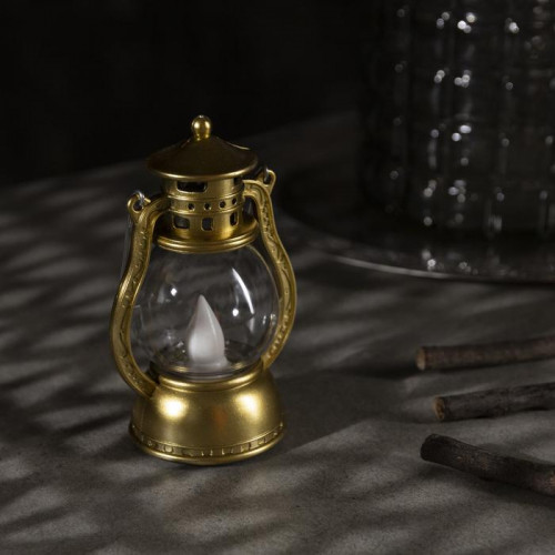 Светодиодный Золотистый фонарь 8×12×6 см., пластик, батарейки, теплые LED, Luazon Lighting (4357294)