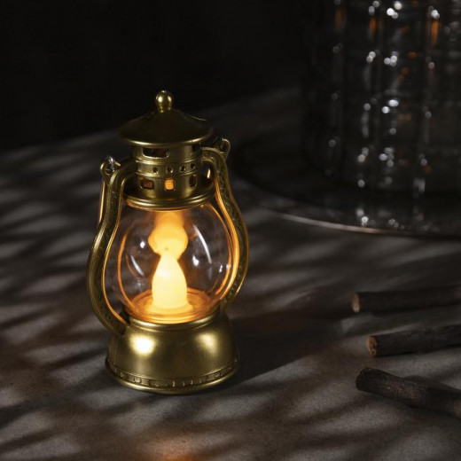 Светодиодный Золотистый фонарь 8×12×6 см., пластик, батарейки, теплые LED, Luazon Lighting (4357294) — 