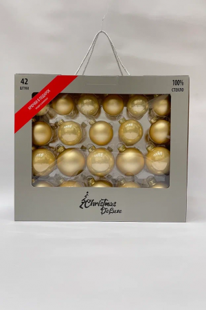 Набор стеклянных шаров  Золотые огоньки 42 шт., Christmas De Luxe (89958)