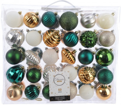 Набор пластиковых шаров Драгоценный Блеск mix, 60 шт, Kaemingk (023431) 