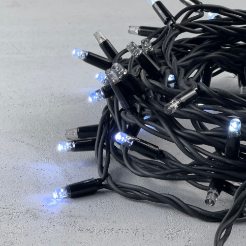 Светодиодная гирлянда Sealed с супер-мерцанием 10 м., 220V ., 75 холодных белых LED ламп, черный каучук, LTC (LL75ABL-1-2W)