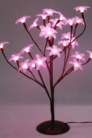 Светодиодная флористика Цветок Плюмерии 45см., 220V, 24 розовых LED ламп, черный провод, Beauty Led 