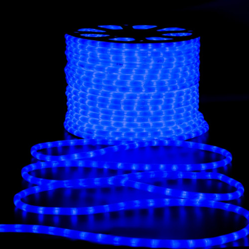 Дюралайт светодиодный 2-х проводной, диаметр 13 мм., 220В, синие LED лампы 36 шт на 1 м., бухта 100 м., матовый, статика, Teamprof (TPF-DL-2WHM-100-240-B) в Санкт-Петербурге