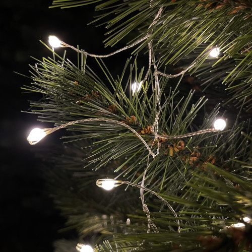 Светодиодная нить Капли 600 белых ламп, 15 м., 24В, серебряный провод, LUCA (84912)