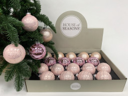 Набор стеклянных шаров Розовый пунш 70 мм., 18 шт., нежно-розовый, House of Seasons (84017)