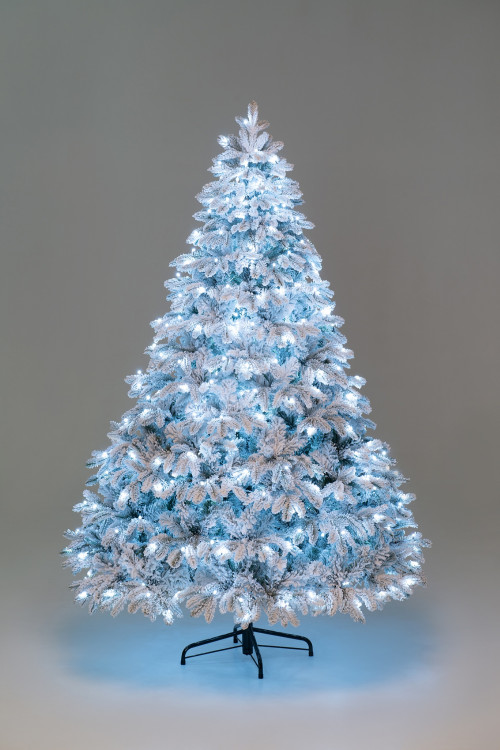 Искусственная елка Камчатская заснеженная 240 см., 585 холодных белых Led ламп., литая хвоя+пвх, ЕлкиТорг (178240)