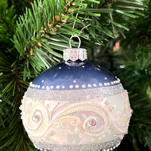 Стеклянный шар Метель, 1 шт., бело-синий, Irena CO (91717)