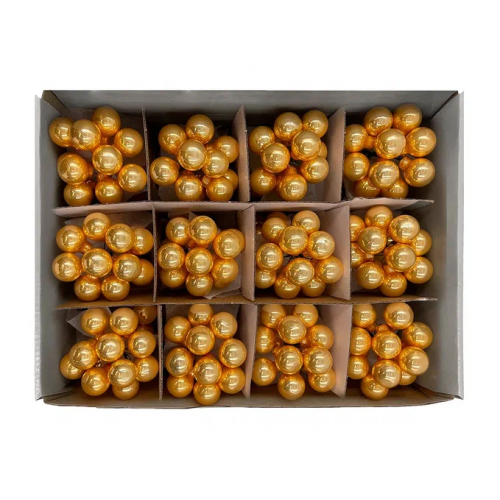 Гроздь стеклянных шаров Ягодный хоровод 2 см., 10 шт., глянец, золото,  Christmas DeLuxe (13861) в Санкт-Петербурге