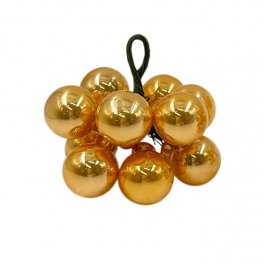 Гроздь стеклянных шаров Ягодный хоровод 2 см., 10 шт., глянец, золото,  Christmas DeLuxe (13861)