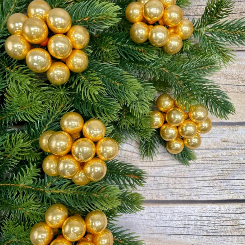 Гроздь стеклянных шаров Ягодный хоровод 2 см., 10 шт., глянец, золото,  Christmas DeLuxe (13861) в Санкт-Петербурге