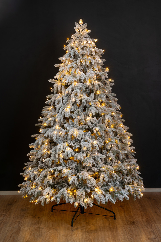 Искусственная елка Камчатская заснеженная 180 см., 330 теплых белых Led ламп., литая хвоя+пвх, ЕлкиТорг (134180) в Казани