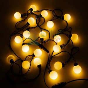 Светодиодная гирлянда шарики Fiesta, 5 м., 20 желтых LED ламп 40 мм, 220V, черный ПВХ, Beauty Led (HB20-11-2Y)