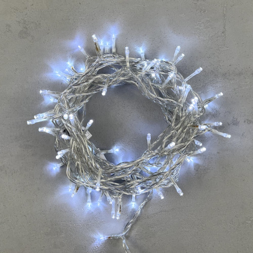 Светодиодная нить 100 холодных белых LED ламп, 10 м., 220-230В., прозрачный провод ПВХ, LTC (PST100-10-2W) в Санкт-Петербурге