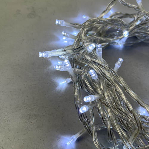 Светодиодная нить 100 холодных белых LED ламп, 10 м., 220-230В., прозрачный провод ПВХ, LTC (PST100-10-2W) в Санкт-Петербурге