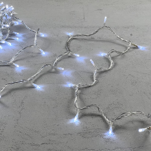 Светодиодная нить 100 холодных белых LED ламп, 10 м., 220-230В., прозрачный провод ПВХ, LTC (PST100-10-2W) в Санкт-Петербурге