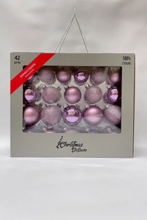 Набор стеклянных шаров Лавандовый микс 42 шт., Christmas De Luxe (87168)