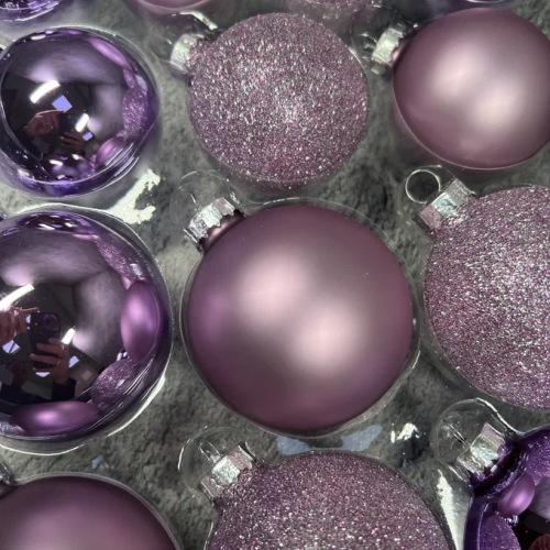 Набор стеклянных шаров Лавандовый микс 42 шт., Christmas De Luxe (87168)