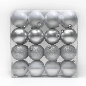 Набор пластиковых шаров Онтарио 80 мм., серебро, 32 шт., Christmas DeLuxe (89590)