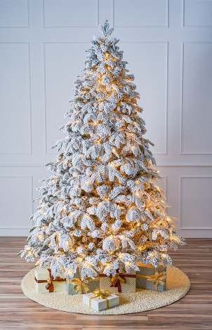Искусственная ель Альпийская заснеженная 180 см., 370 теплых белых LED ламп, литая хвоя+пвх, Max Christmas (ЕАЛЛ18)