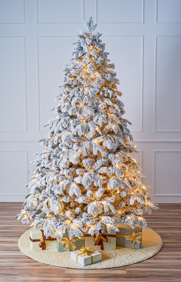 Искусственная ель Альпийская заснеженная 180 см., 370 теплых белых LED ламп, литая хвоя+пвх, Max Christmas (ЕАЛЛ18)