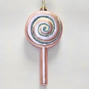 Елочное украшение леденец, пластик, розовый, h-7,8 см (AP-37)