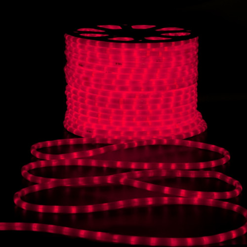 Дюралайт светодиодный 2-х проводной, диаметр 13 мм., 220В, красные LED лампы 36 шт на 1 м., бухта 100 м., матовый, статика, Teamprof (TPF-DL-2WHM-100-240-R) в Санкт-Петербурге