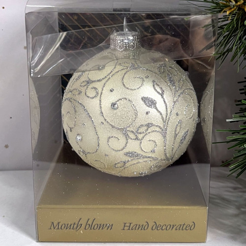 Стеклянный шар Серебряная сказка, 1 шт., белый, Irena CO (91713)