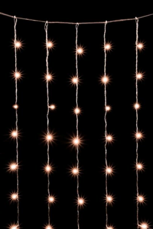 Светодиодный занавес 2*2 м., 400 экстра теплых белых LED ламп, облегченный, прозрачный провод ПВХ, LTC (PCL400NOT-10-2EWW)  