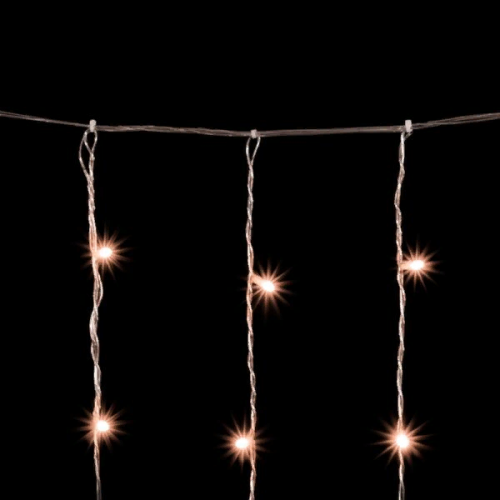 Светодиодный занавес 2*2 м., 400 экстра теплых белых LED ламп, облегченный, прозрачный провод ПВХ, LTC (PCL400NOT-10-2EWW)  