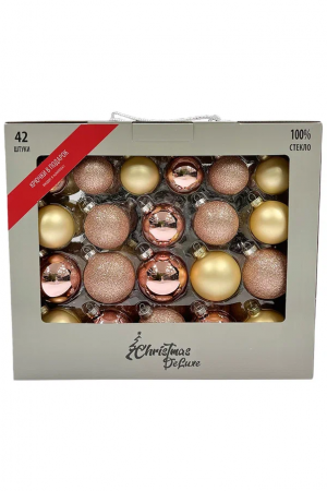 Набор стеклянных шаров Розовое шампанское 42 шт., Christmas DeLuxe (87164)
