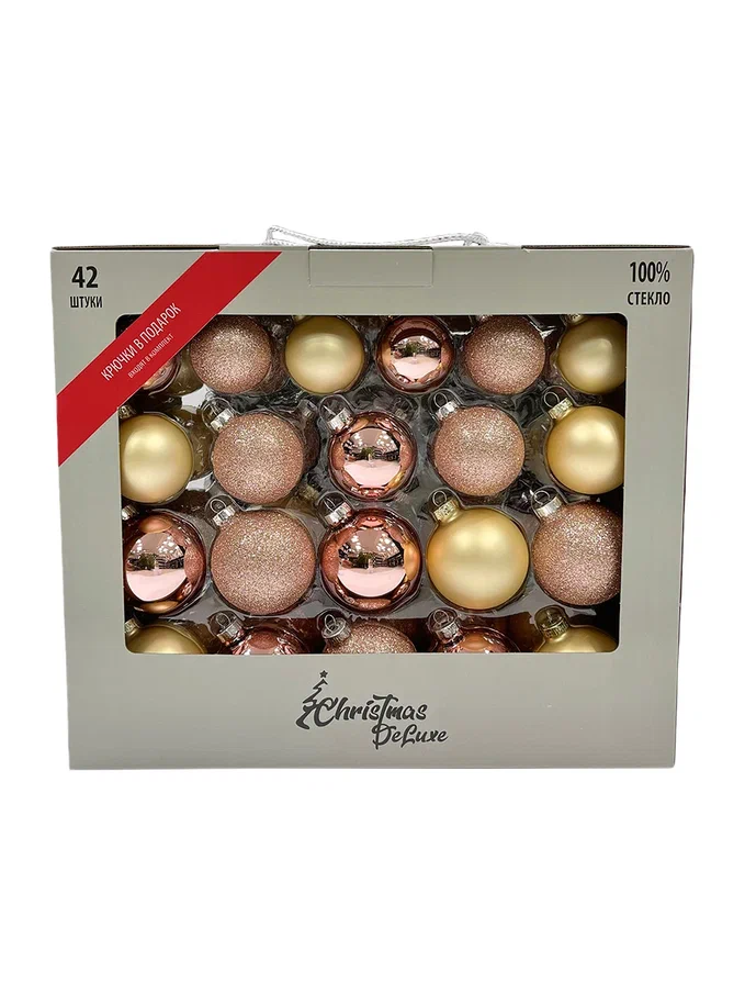 Набор стеклянных шаров Розовое шампанское 42 шт., Christmas DeLuxe (87164)