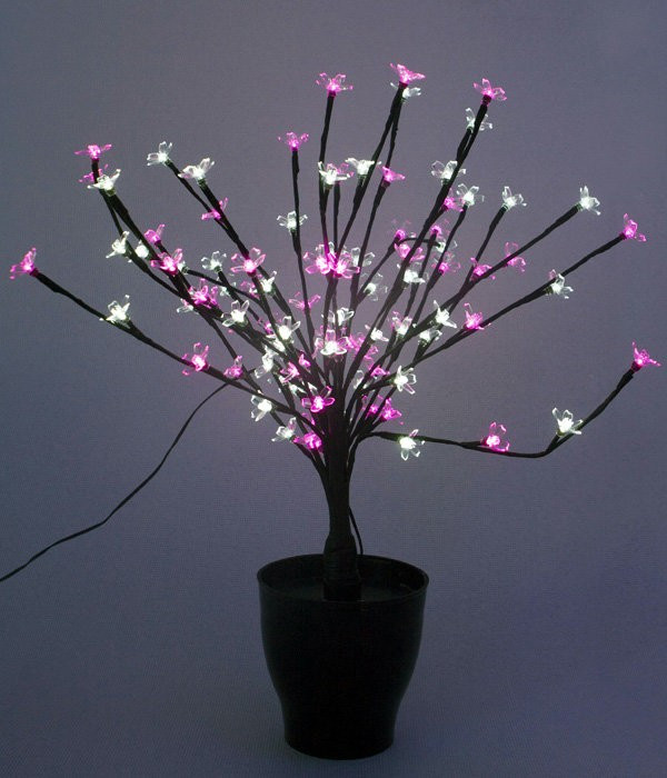 Светодиодная композиция Цветок в горшке, цветы сакуры 60 см., 24V, 96 бело-розовых LED ламп, Beauty Led (JY73007A) в Белгороде