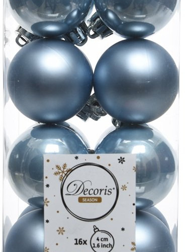 Набор пластиковых шаров Милена 40 мм, голубая вода, 16 шт, Kaemingk (021736)