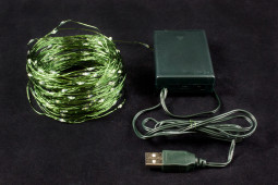 Светодиодная нить Роса 15 м., 150 холодных белых LED ламп, зеленый провод, Winner Light (w.01.4G.150-)