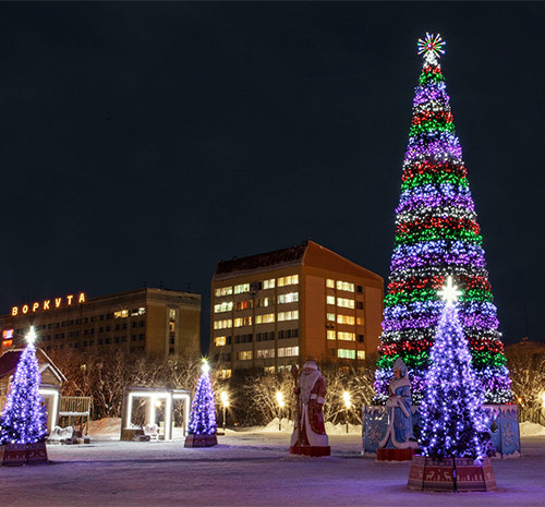 Уличная светодинамическая елка Евро-2 зеленая 7 м., каркасная, ПВХ, Green Trees (GT7EVPVCLED)