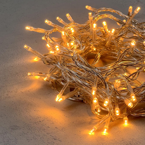 Светодиодная нить 100 экстра теплых белых LED ламп, 10 м., 220-230В., прозрачный провод ПВХ, LTC (PST100-10-2EWW) в Санкт-Петербурге