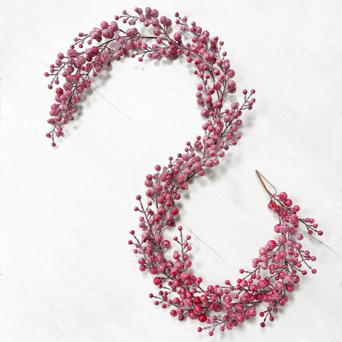 Гирлянда заснеженная из красных ягод 180 см., Christmas DeLuxe (89126)