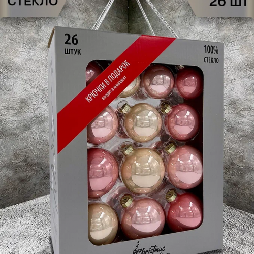 Набор стеклянных шаров Розовая дымка 26 шт., Christmas DeLuxe (89578)