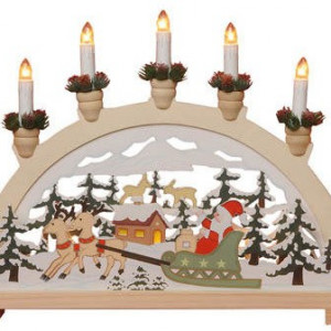 Рождественская горка-светильник Санта в санях, 7 теплых белых ламп, высота 36 см., Svetlitsa (270-06)