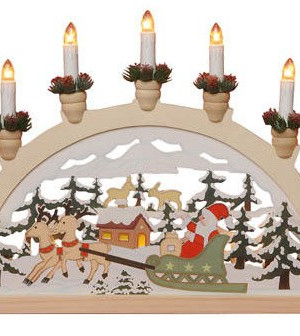 Рождественская горка-светильник Санта в санях, 7 теплых белых ламп, высота 36 см., Svetlitsa (270-06)