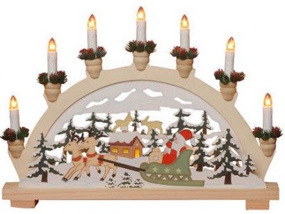 Рождественская горка-светильник Санта в санях, 7 теплых белых ламп, высота 36 см., Svetlitsa (270-06)