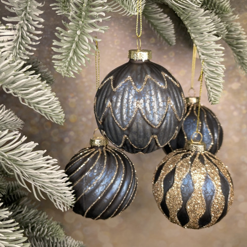 Набор стеклянных шаров Фригат 80 мм., 12 шт., синий, Christmas DeLuxe (85685-87189)