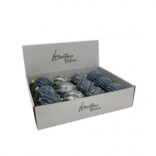 Набор стеклянных шаров Фригат 80 мм., 12 шт., синий, Christmas DeLuxe (85685-87189)