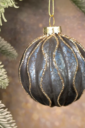 Набор стеклянных шаров Фригат 80 мм., 12 шт., синий, Christmas DeLuxe (85685-87189)