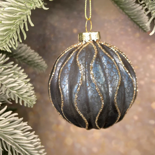 Набор стеклянных шаров Фригат 80 мм., 12 шт., синий, Christmas De Luxe (85685-87189)